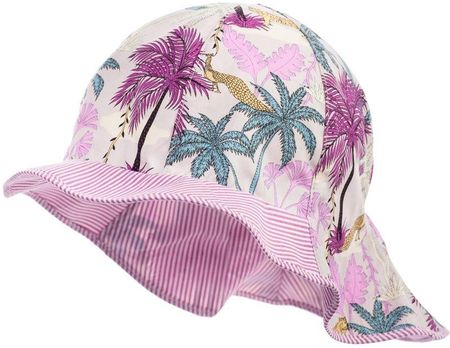 Jamiks ELLA kapelusz czapka z ochroną karku dla dziewczynki dżungla fuksja