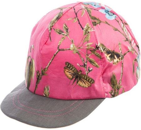 Jamiks SARA czapka z daszkiem dla dziewczynki na lato motylki ciemny różowy