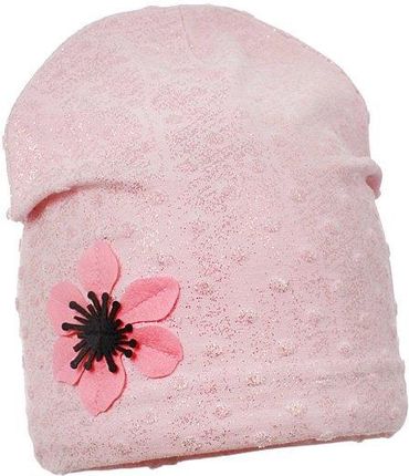 Pupill Tina czapka dla dziewczynki kwiatek plumeti pudrowy róż