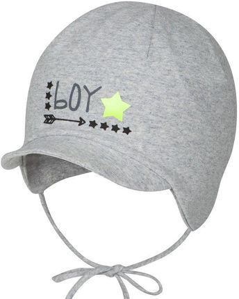 BROEL Basic 200 czapka niemowlęca wiązana z daszkiem szara
