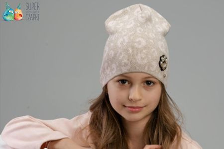 Jamiks TIANA czapka dla dziewczynki panterka beżowa