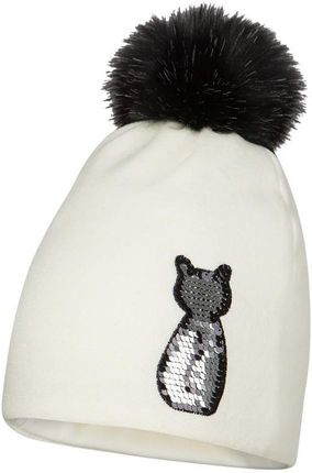 BROEL Camilla czapka dla dziewczynki cekiny kotek ecru