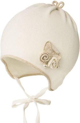 Jamiks Dagmara czapka na wiosnę dla dziewczynki ecru chrzest