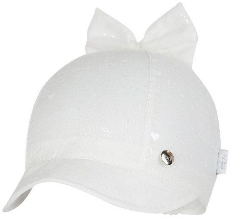 BROEL HARMONIA czapka na lato dla dziewczynki z kokardą ecru