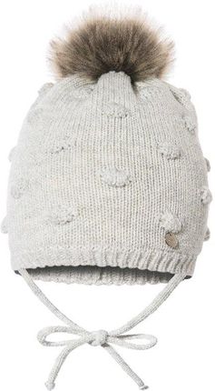 BROEL Origin czapka na zimę dla dziewczynki z pomponem szara