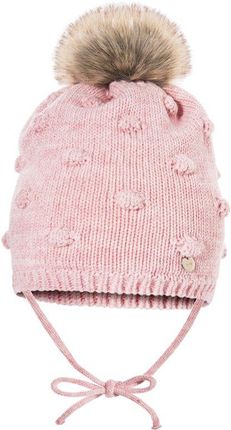 BROEL Origin czapka na zimę dla dziewczynki z pomponem różowa