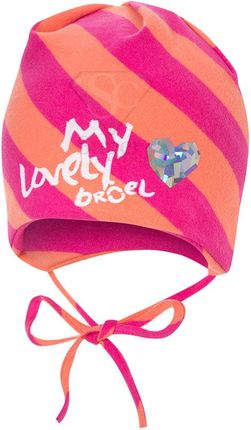 BROEL Basic 43 czapka niemowlęca wiosna róż-morela