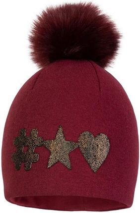 Broel NENAH czapka dla dziewczynki z pomponem bordo