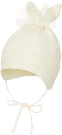 Broel UFA czapka dla dziewczynki kokardka ecru
