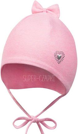 BROEL Piccola czapka dla dziewczynki wiązana z kokardką różowa