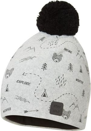 BROEL SIGFRID czapka dla chłopca na zimę z pomponem szara