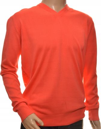 Sweter męski gładki szpic z kaszmiru i wełny merynosów XL orange