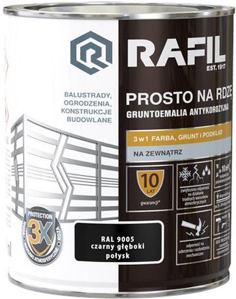 Rafil Prosto na Rdzę RAL9005 Czarny Głęboki Połysk 0,75L