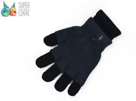 Rękawiczki pięciopalczaste 2w1 dwuwarstwowe czarne 16cm