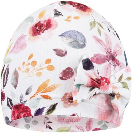 Broel ARIA czapka na wiosnę kwiaty organic biała