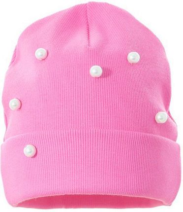 Pupill HANNAH czapka dla dzieci prążek perełki różowa