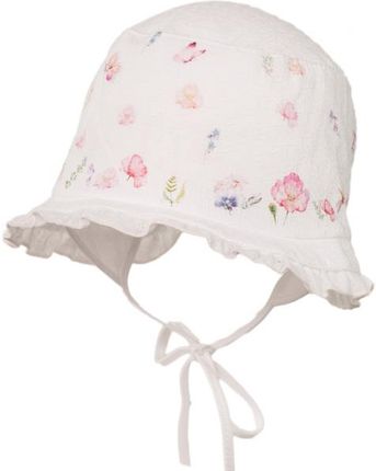 Jamiks FLORA kapelusz dla dziewczynki na lato wiązany biały