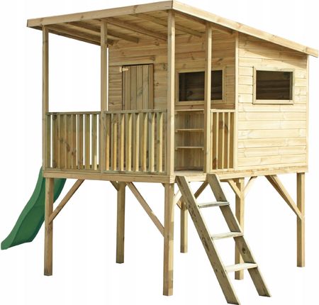 4Iq Group Drewniany Domek Dla Dzieci Robinson Zjeżdżalnia