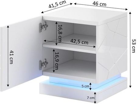 Cama Meble Szafka Nocna Qiu 2Szt 46X41,5Xh53 Biały Połysk Biały Połysk - zdjęcie 2