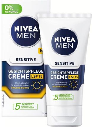 Krem Nivea Męski ​​Do Twarzy Do Skóry Wrażliwej Men Sensitive Facial Cream Spf15 na dzień 75ml