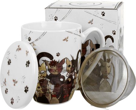 Duo Kubek Porcelanowy Z Zaparzaczem Animals Cats Family 350Ml (3641)