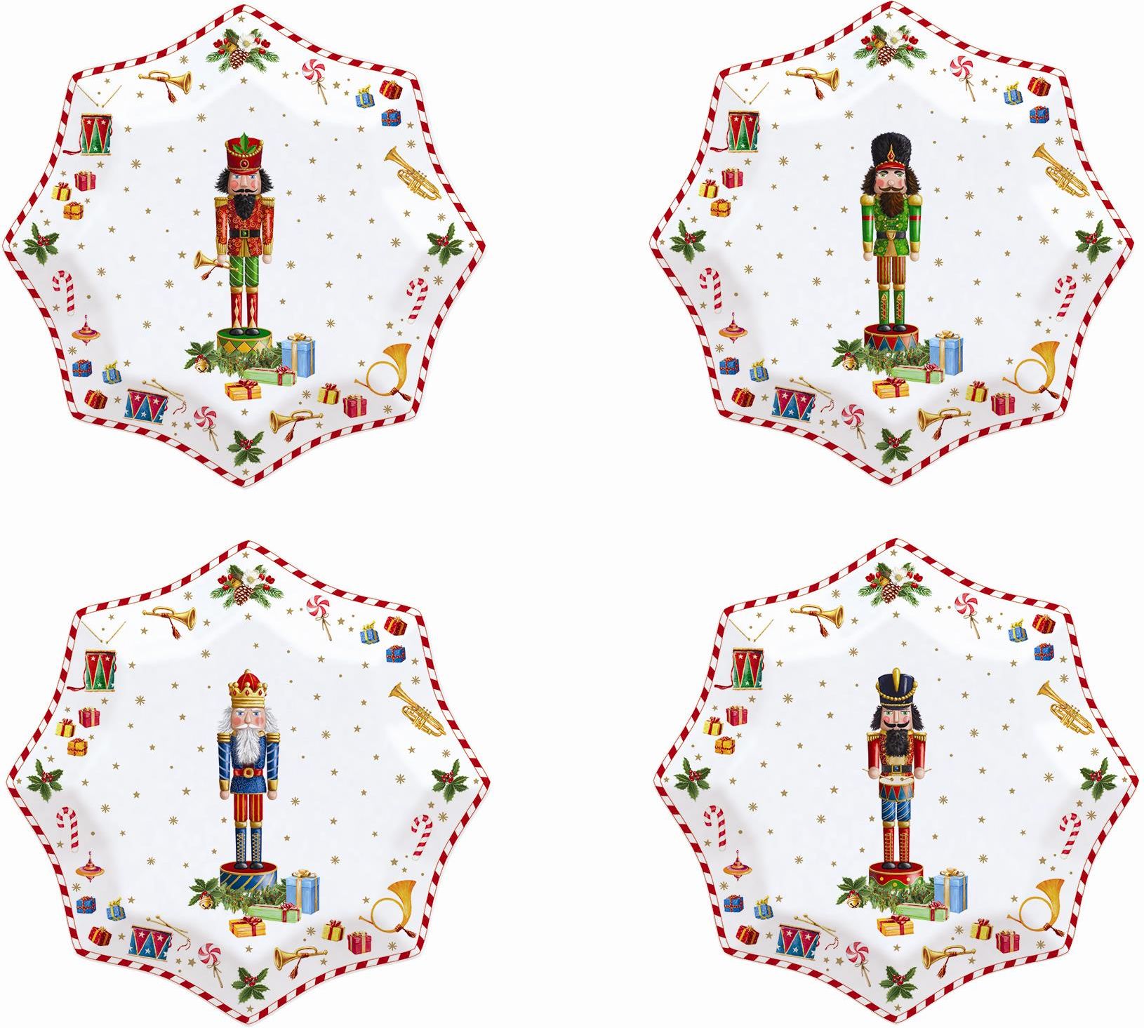 Easy Life Talerze Deserowe Porcelanowe Vintage Nutcracker 16Cm 4Szt