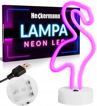 Heckermann Lampka Nocna Neon Duży Flaming Led Z Podstawką (Neonledstojącyflaming)