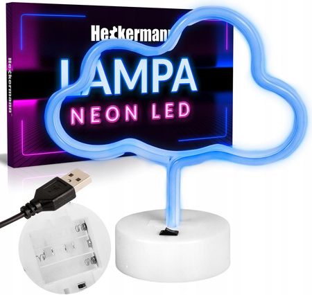 Heckermann Neon Led Lampka Chmura Z Podstawką Usb Do Pokoju (Neonledstojącychmura)