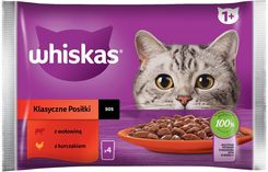Whiskas Adult Klasyczne Posiłki Mokra Dla Dorosłych Kotów 2 Smaki W Sosie 4X85G