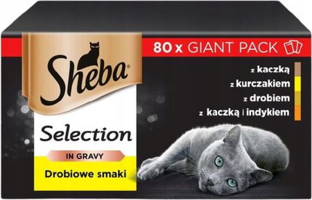 Sheba Selection Drobiowe Smaki Mokra Pełnoporcjowa Dla Dorosłych Kotów W Sosie 80X85G