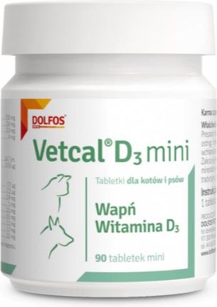 Dolfos Vetcal Witamina D3 Mini Wapń 90tabl. Dla Małych Psów I Kotów Odporność Zdrowy Kościec I Uzębienie