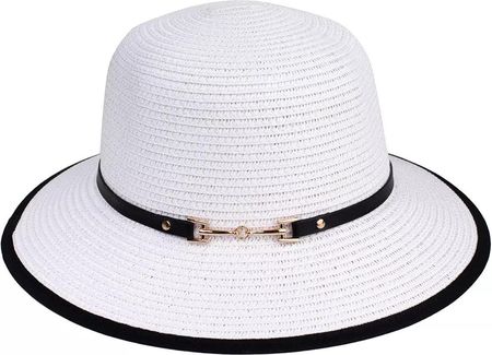 Słomkowy kapelusz damski z rafii z czarną lamówką
