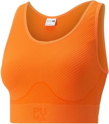 Damska Koszulka z krótkim rękawem Puma Infuse Evoknit Crop Top 53912523 – Pomarańczowy