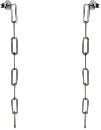 Valerio Delikatne rodowane srebrne długie wiszące kolczyki celebrytki ogniwa łańcucha srebro 925 K3263