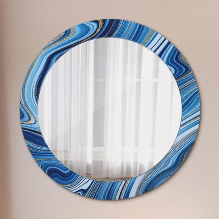 Tulup Lustro z nadrukiem dekoracyjne okrągłe Błękitne marmurkowanie 70cm (LSDOP00089)
