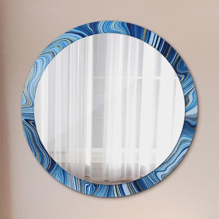 Tulup Lustro z nadrukiem dekoracyjne okrągłe Błękitne marmurkowanie 100cm (LSDOP00089)