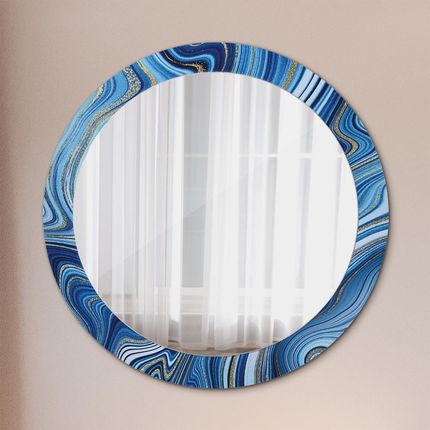 Tulup Lustro z nadrukiem dekoracyjne okrągłe Błękitne marmurkowanie 80cm (LSDOP00089)
