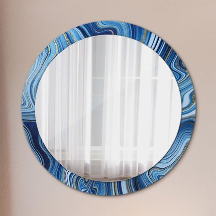Tulup Lustro z nadrukiem dekoracyjne okrągłe Błękitne marmurkowanie 90cm (LSDOP00089)