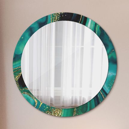 Tulup Lustro z nadrukiem dekoracyjne okrągłe Szmaragdowy marmur 90cm (LSDOP00090)