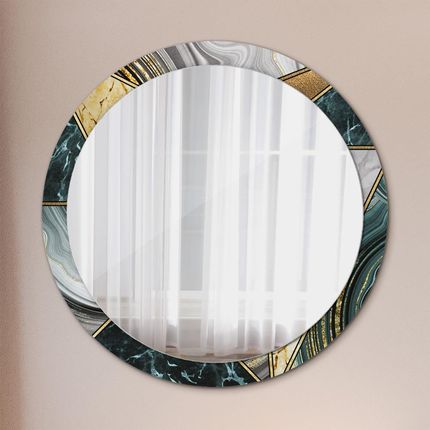 Tulup Lustro z nadrukiem dekoracyjne okrągłe Marmur agat i złoto 100cm (LSDOP00092)