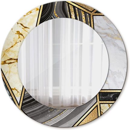 Tulup Lustro z nadrukiem dekoracyjne okrągłe Marmur agat i złoto 50cm (LSDOP00092)