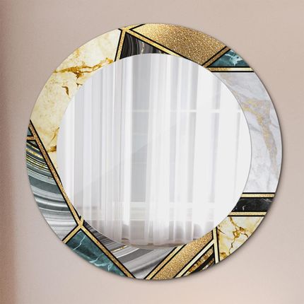 Tulup Lustro z nadrukiem dekoracyjne okrągłe Marmur agat i złoto 60cm (LSDOP00092)