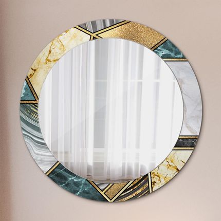 Tulup Lustro z nadrukiem dekoracyjne okrągłe Marmur agat i złoto 70cm (LSDOP00092)