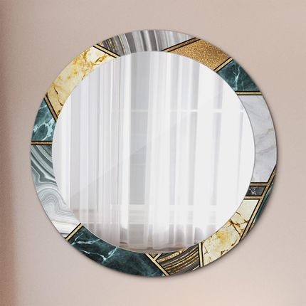 Tulup Lustro z nadrukiem dekoracyjne okrągłe Marmur agat i złoto 80cm (LSDOP00092)
