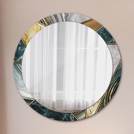 Tulup Lustro z nadrukiem dekoracyjne okrągłe Marmur agat i złoto 90cm (LSDOP00092)