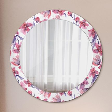 Tulup Lustro z nadrukiem dekoracyjne okrągłe Kwiaty akwarelowe 70cm (LSDOP00017)