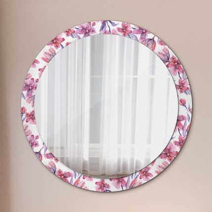 Tulup Lustro z nadrukiem dekoracyjne okrągłe Kwiaty akwarelowe 90cm (LSDOP00017)