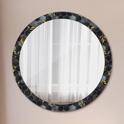 Tulup Lustro dekoracyjne okrągłe Marmur heksagon 100cm (LSDOP00096)