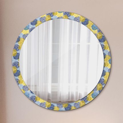 Tulup Lustro dekoracyjne okrągłe Niebieskie kwiaty 100cm (LSDOP00030)