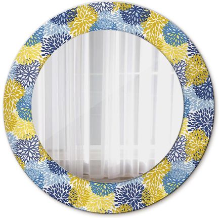 Tulup Lustro dekoracyjne okrągłe Niebieskie kwiaty 50cm (LSDOP00030)